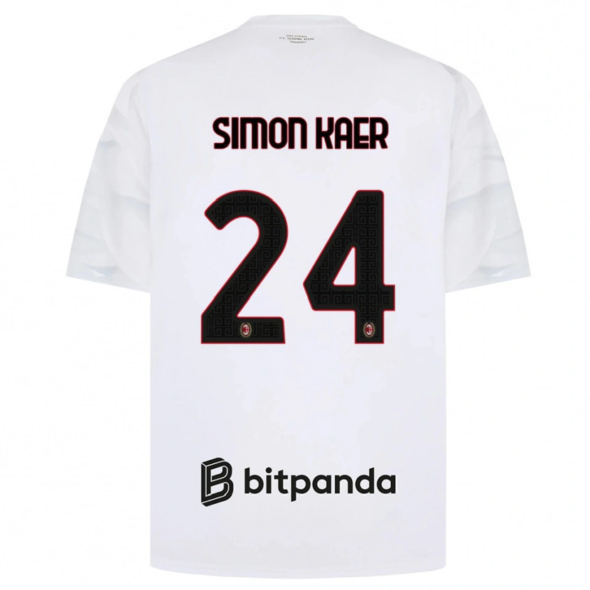 Danxen Hombre Camiseta Simon Kaer #24 Blanco Rojo Negro 2ª Equipación 2026/27 La Camisa México