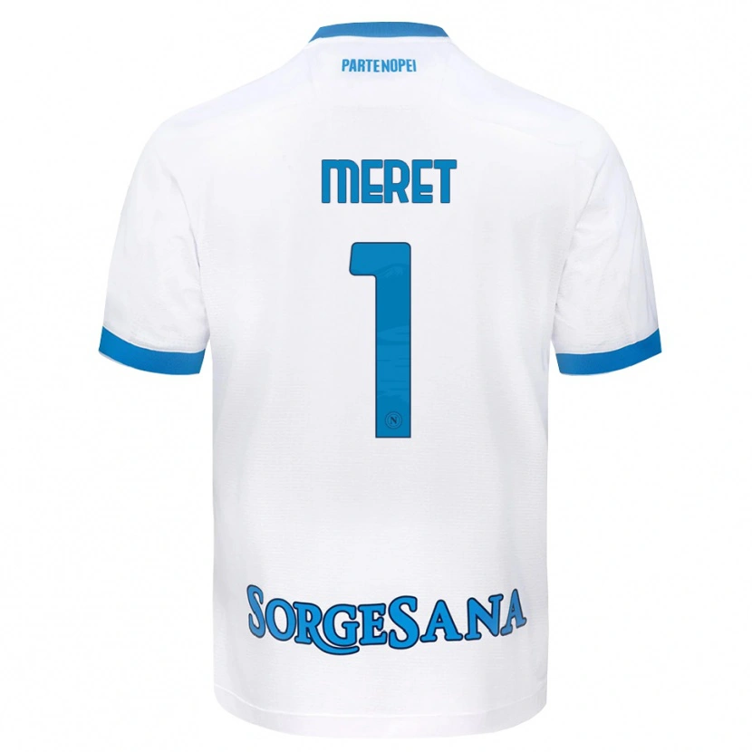 Danxen Hombre Camiseta Alex Meret #1 Blanco Azul Cielo 2ª Equipación 2026/27 La Camisa México