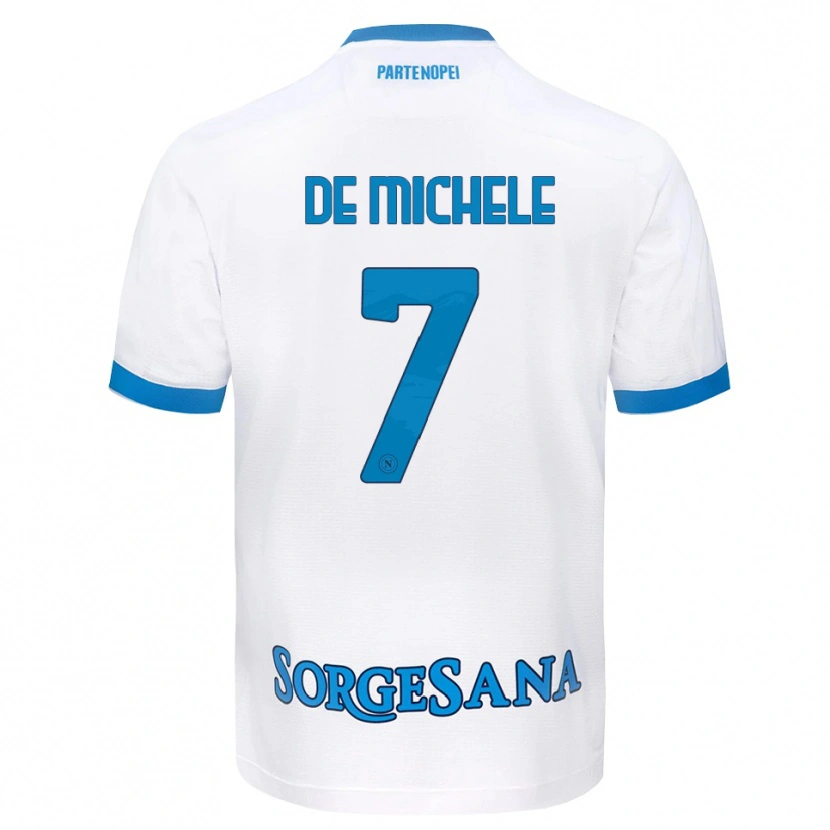 Danxen Hombre Camiseta Marco De Michele #7 Blanco Azul Cielo 2ª Equipación 2026/27 La Camisa México