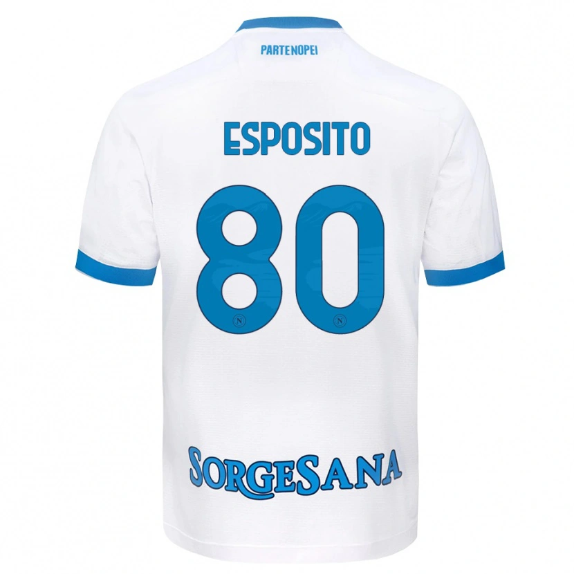 Danxen Hombre Camiseta Luigi Esposito #80 Blanco Azul Cielo 2ª Equipación 2026/27 La Camisa México