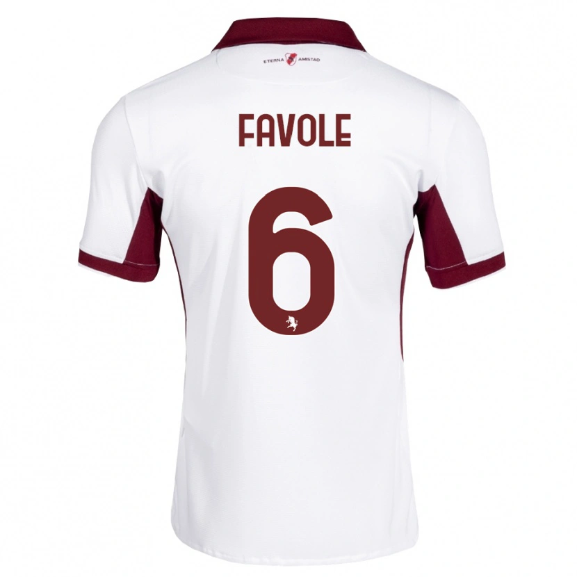 Danxen Hombre Camiseta Stefania Favole #6 Burdeos Blanco Rojo 2ª Equipación 2026/27 La Camisa México