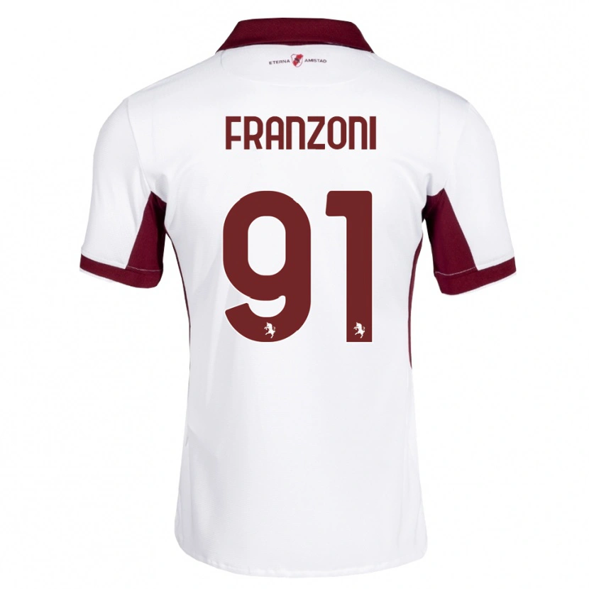 Danxen Hombre Camiseta Nicolò Franzoni #91 Burdeos Blanco Rojo 2ª Equipación 2026/27 La Camisa México