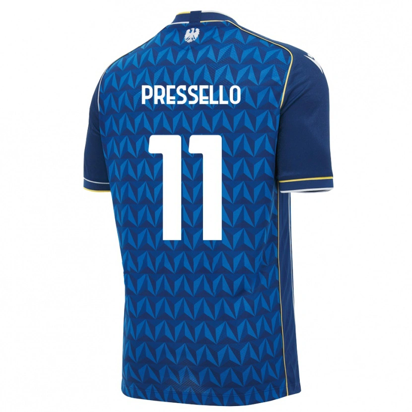 Danxen Hombre Camiseta Matteo Pressello #11 Azul Real Blanco Azul 2ª Equipación 2026/27 La Camisa México
