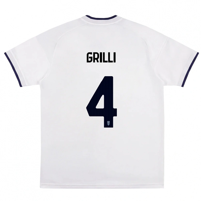 Danxen Hombre Camiseta Federico Grilli #4 Blanco Rojo Azul Real 2ª Equipación 2026/27 La Camisa México