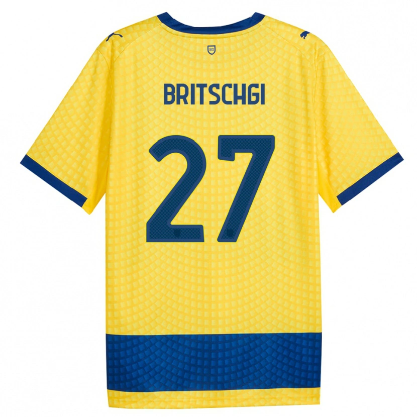 Danxen Hombre Camiseta Sascha Britschgi #27 Amarillo Azul Negro 2ª Equipación 2026/27 La Camisa México