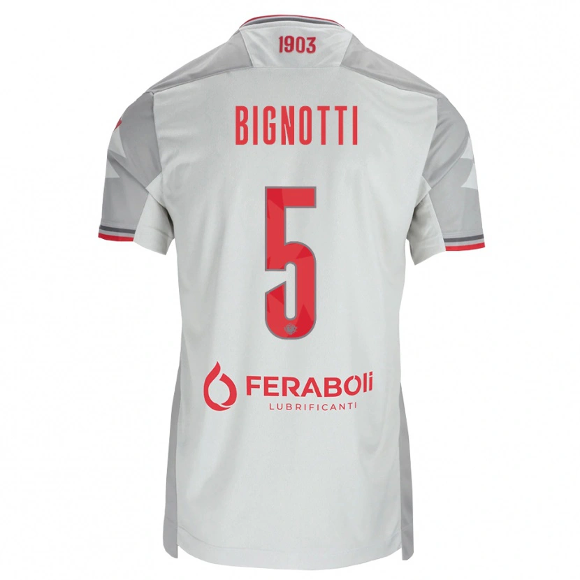 Danxen Hombre Camiseta Francesco Bignotti #5 Gris Blanco Rojo 2ª Equipación 2026/27 La Camisa México