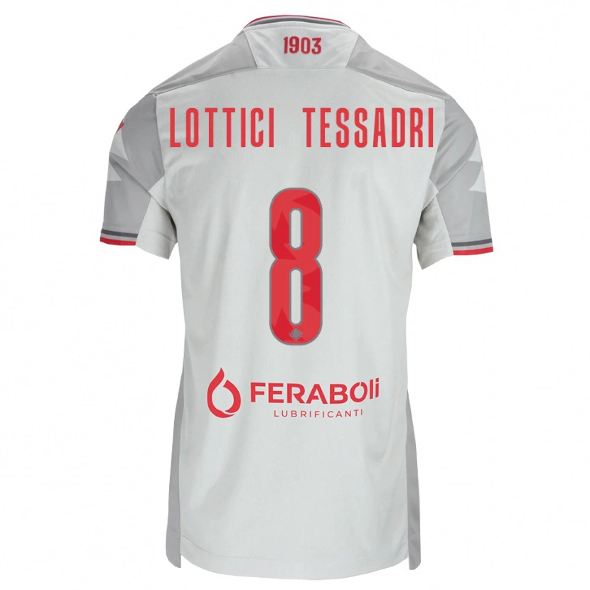 Danxen Hombre Camiseta Simone Lottici Tessadri #8 Gris Blanco Rojo 2ª Equipación 2026/27 La Camisa México