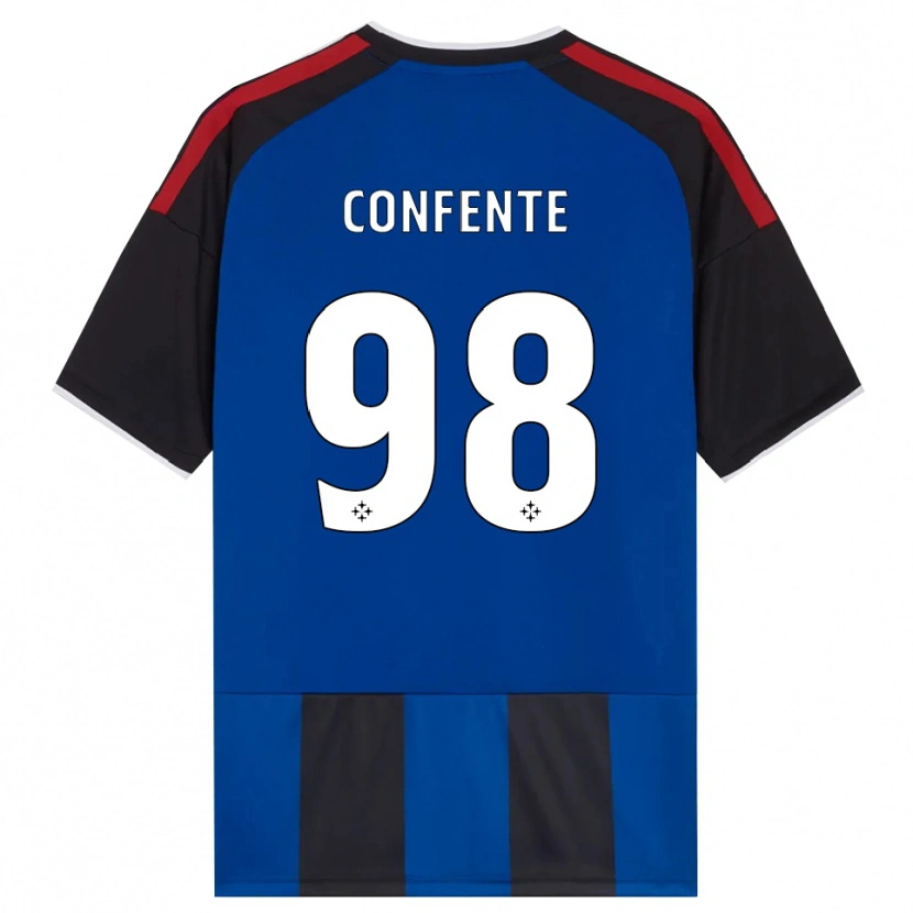 Danxen Hombre Camiseta Alessandro Confente #98 Negro Rojo Blanco Azul 1ª Equipación 2026/27 La Camisa México