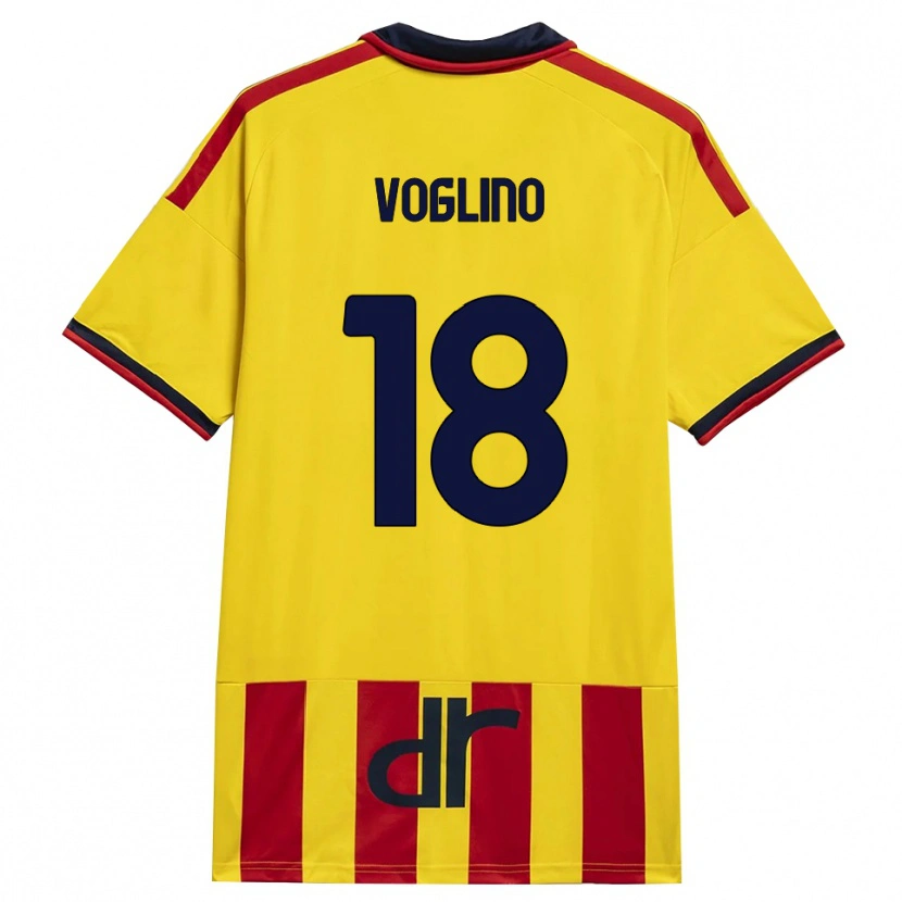 Danxen Mujer Camiseta Giacomo Voglino #18 Amarillo Rojo 1ª Equipación 2026/27 La Camisa México