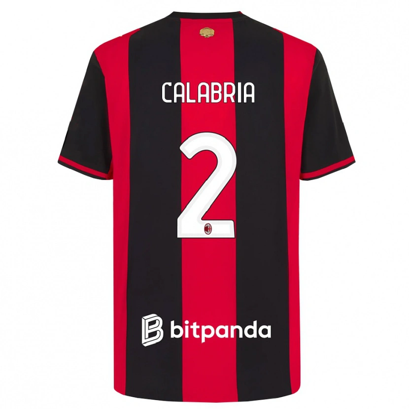 Danxen Mujer Camiseta Davide Calabria #2 Rojo Negro Blanco 1ª Equipación 2026/27 La Camisa México