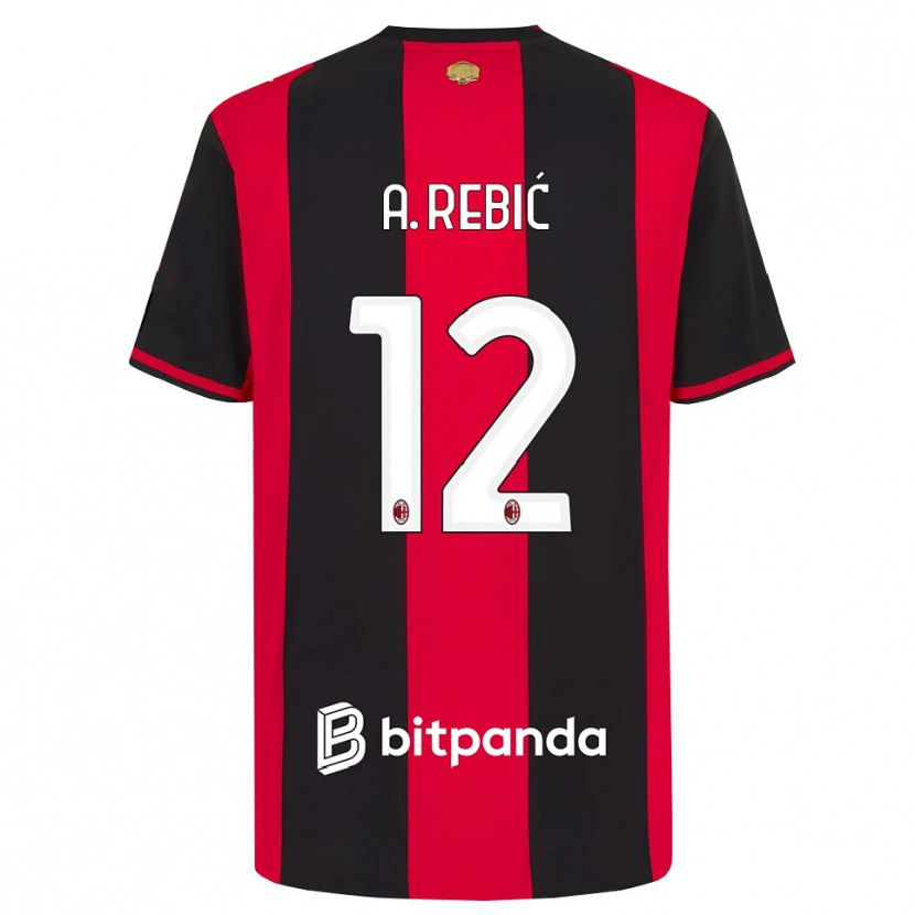Danxen Mujer Camiseta Ante Rebic #12 Rojo Negro Blanco 1ª Equipación 2026/27 La Camisa México