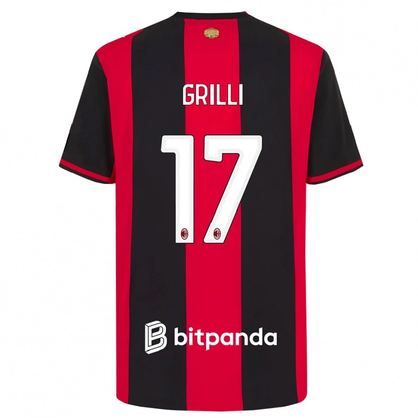 Danxen Mujer Camiseta Federico Grilli #17 Rojo Negro Blanco 1ª Equipación 2026/27 La Camisa México