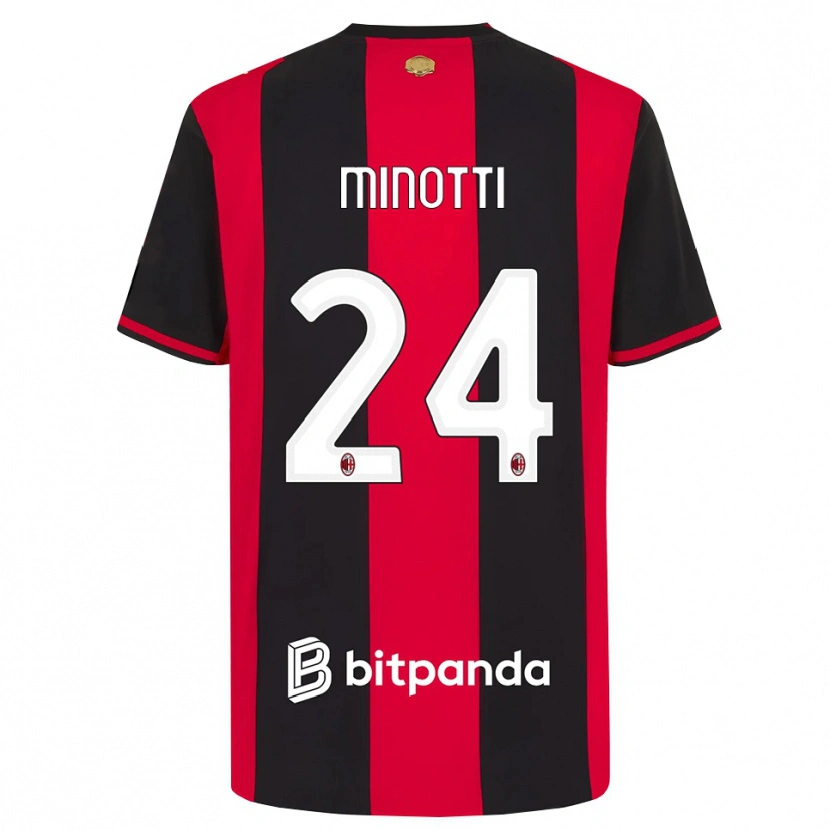 Danxen Mujer Camiseta Gabriele Minotti #24 Rojo Negro Blanco 1ª Equipación 2026/27 La Camisa México