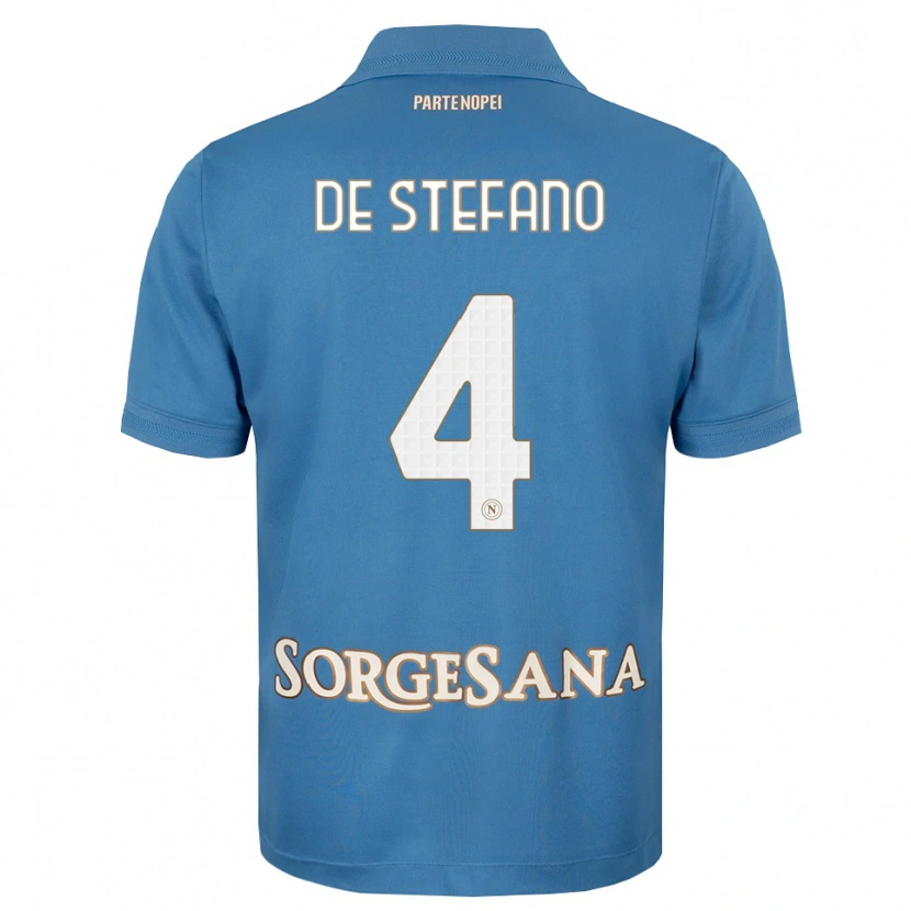 Danxen Mujer Camiseta Francesco De Stefano #4 Azul Neblina Blanco 1ª Equipación 2026/27 La Camisa México