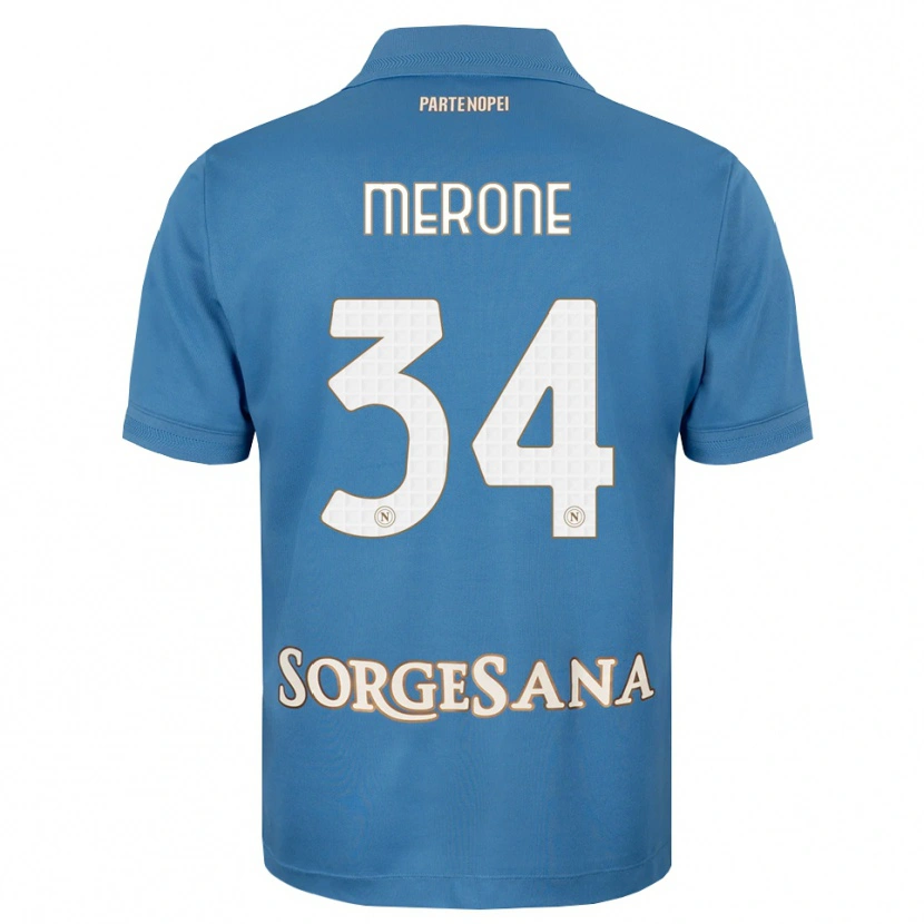 Danxen Mujer Camiseta Alessandro Merone #34 Azul Neblina Blanco 1ª Equipación 2026/27 La Camisa México