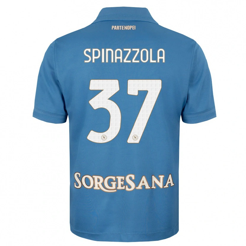 Danxen Mujer Camiseta Leonardo Spinazzola #37 Azul Neblina Blanco 1ª Equipación 2026/27 La Camisa México