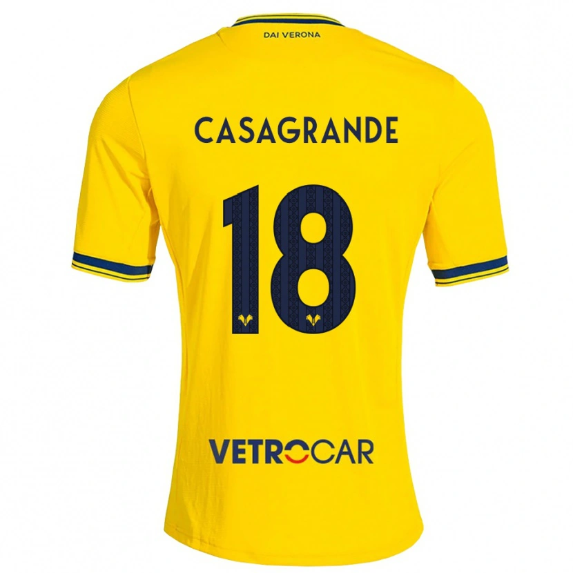 Danxen Mujer Camiseta Davide Casagrande #18 Amarillo Rojo 2ª Equipación 2026/27 La Camisa México