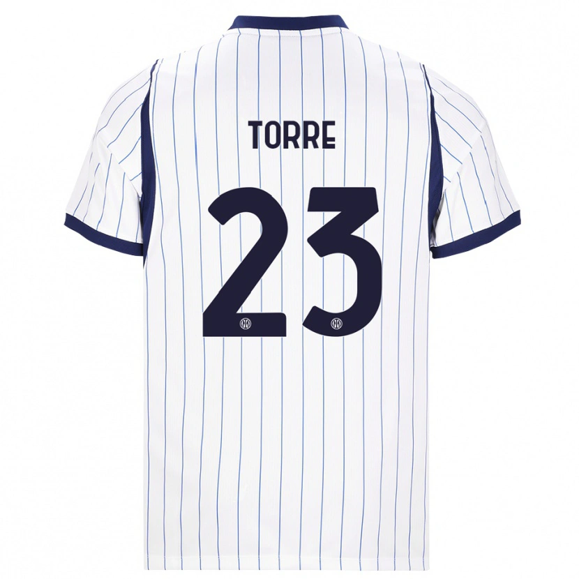 Danxen Mujer Camiseta Pietro La Torre #23 Blanco Azul Marino 2ª Equipación 2026/27 La Camisa México