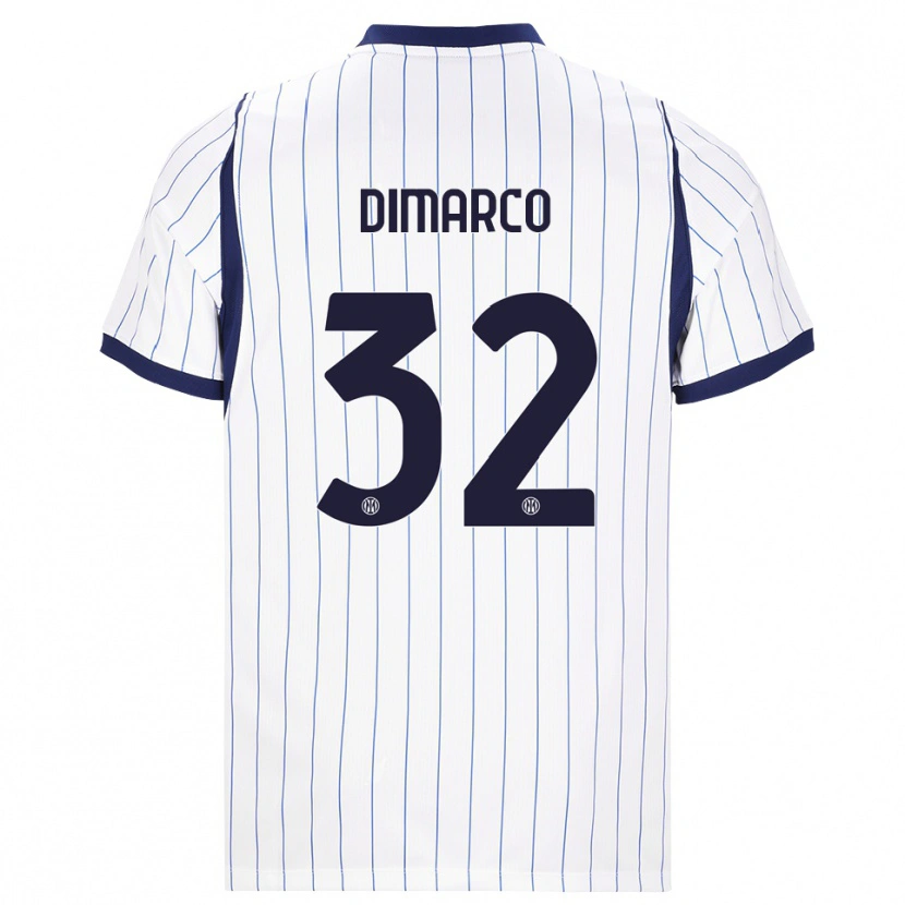 Danxen Mujer Camiseta Federico Dimarco #32 Blanco Azul Marino 2ª Equipación 2026/27 La Camisa México