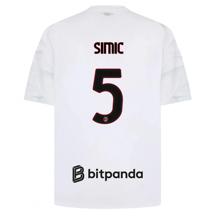 Danxen Mujer Camiseta Jan-Carlo Simic #5 Blanco Rojo Negro 2ª Equipación 2026/27 La Camisa México
