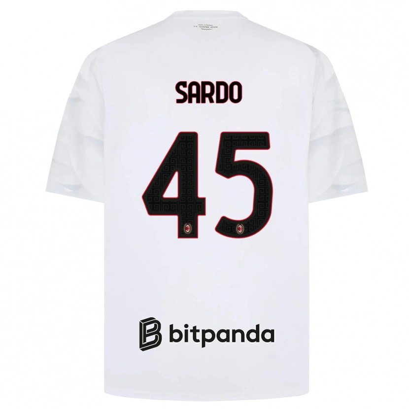 Danxen Mujer Camiseta Jacopo Sardo #45 Blanco Rojo Negro 2ª Equipación 2026/27 La Camisa México