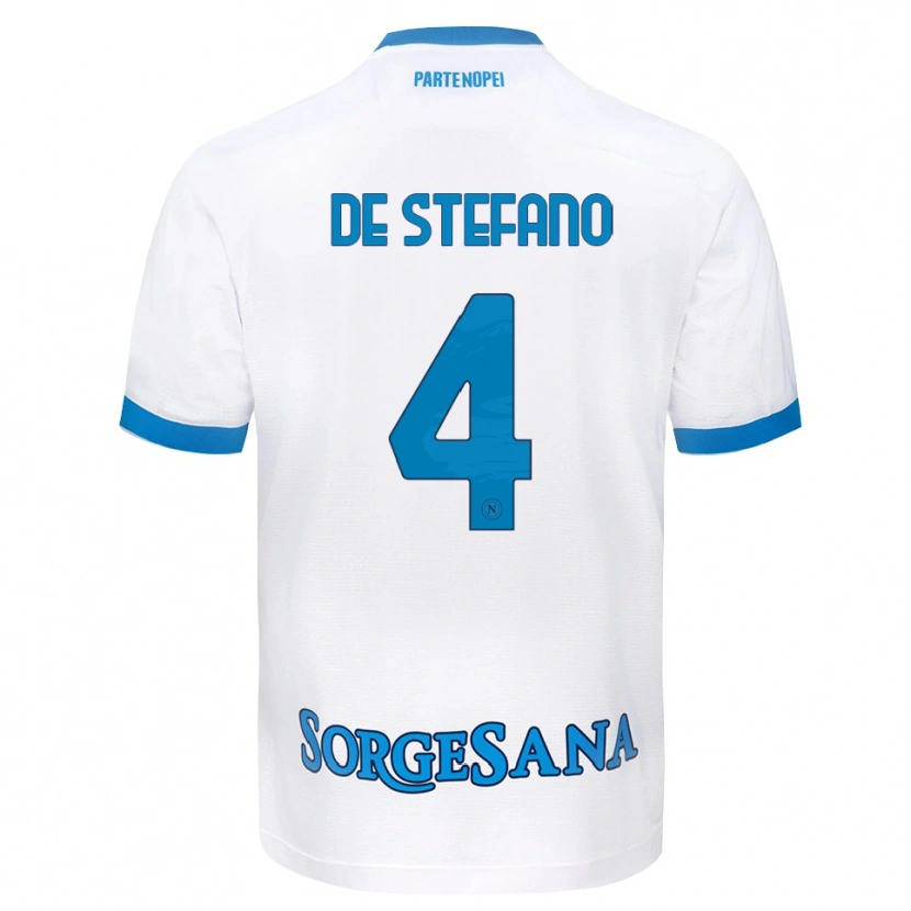 Danxen Mujer Camiseta Francesco De Stefano #4 Blanco Azul Cielo 2ª Equipación 2026/27 La Camisa México