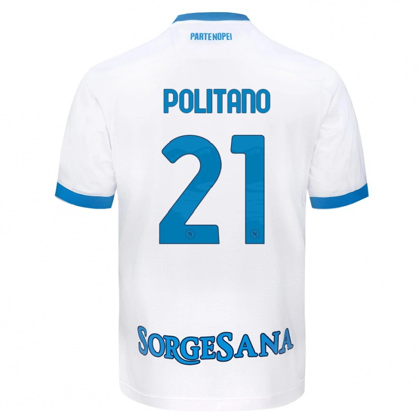 Danxen Mujer Camiseta Matteo Politano #21 Blanco Azul Cielo 2ª Equipación 2026/27 La Camisa México
