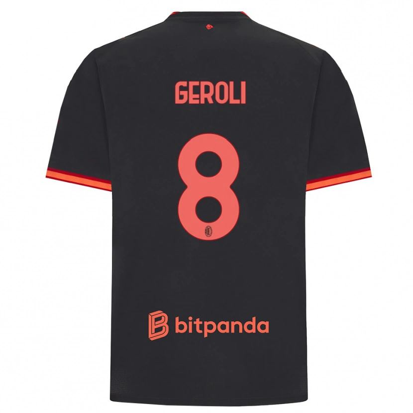 Danxen Mujer Camiseta Matteo Geroli #8 Rojo Negro Equipación Tercera 2026/27 La Camisa México