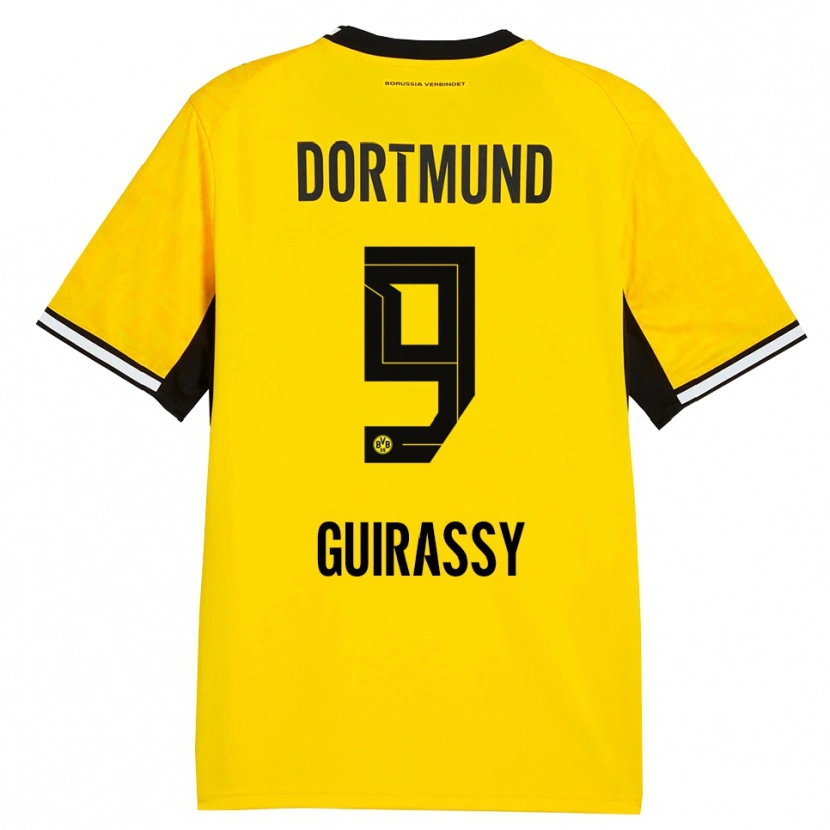 Danxen Niño Camiseta Serhou Guirassy #9 Amarillo Negro Blanco 1ª Equipación 2026/27 La Camisa México