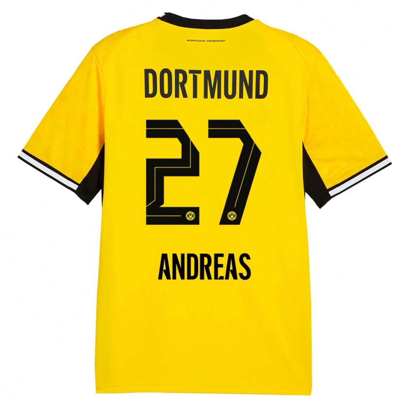 Danxen Niño Camiseta Kuno Andreas #27 Amarillo Negro Blanco 1ª Equipación 2026/27 La Camisa México