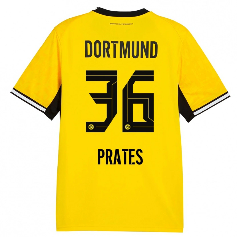 Danxen Niño Camiseta Kauã Prates #36 Amarillo Negro Blanco 1ª Equipación 2026/27 La Camisa México