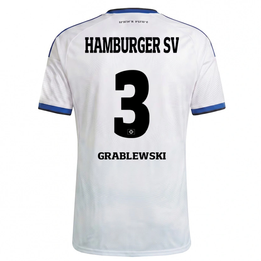 Danxen Niño Camiseta Max Grablewski #3 Blanco Negro Azul 1ª Equipación 2026/27 La Camisa México