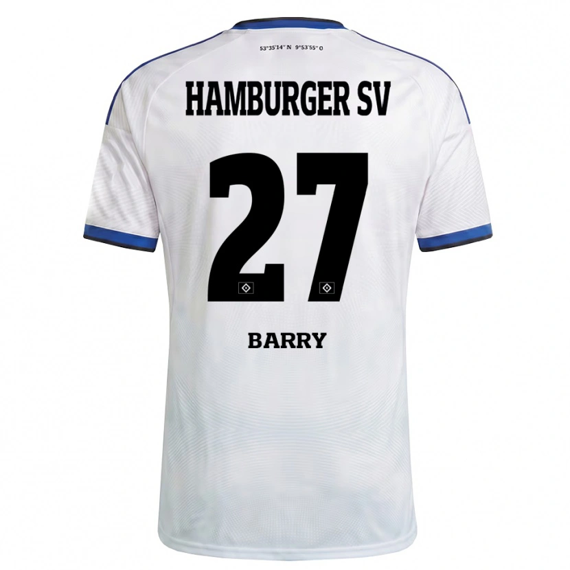 Danxen Niño Camiseta Alpha Barry #27 Blanco Negro Azul 1ª Equipación 2026/27 La Camisa México