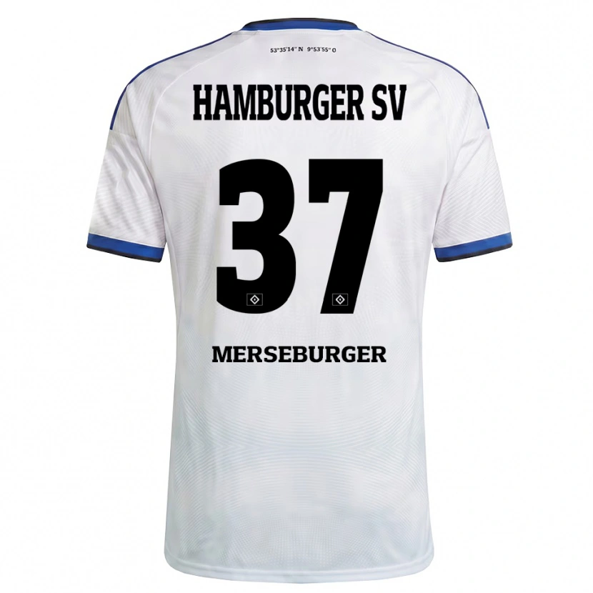 Danxen Niño Camiseta Dominik Merseburger #37 Blanco Negro Azul 1ª Equipación 2026/27 La Camisa México