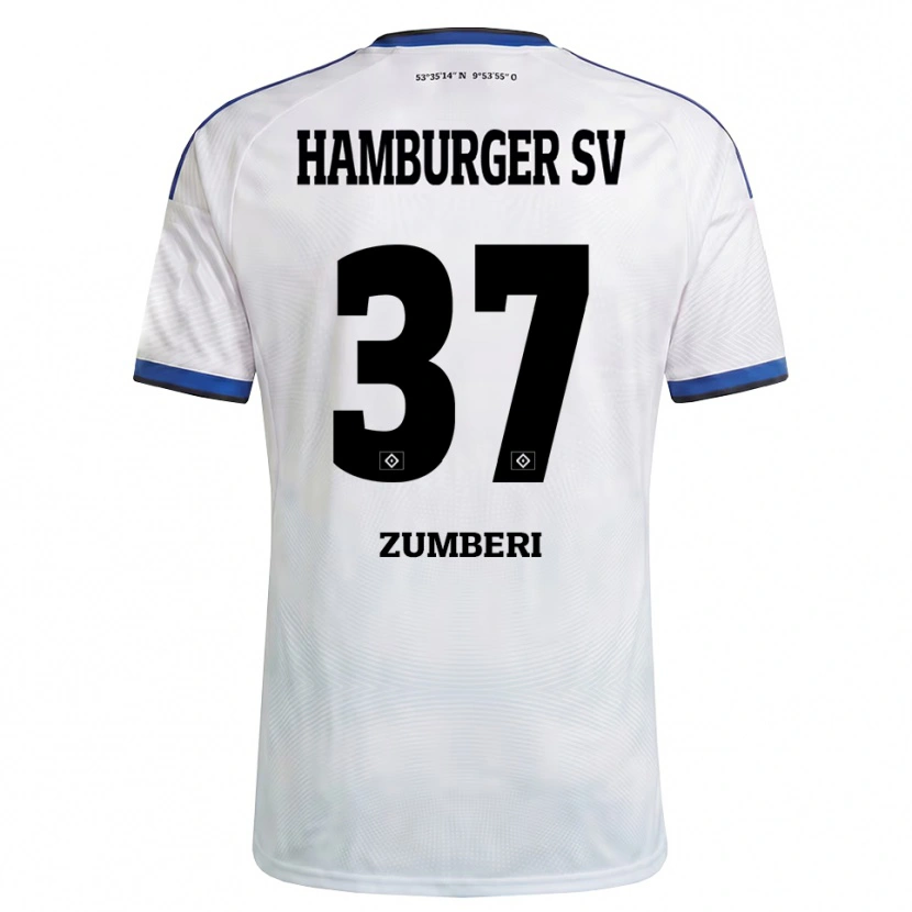 Danxen Niño Camiseta Valon Zumberi #37 Blanco Negro Azul 1ª Equipación 2026/27 La Camisa México