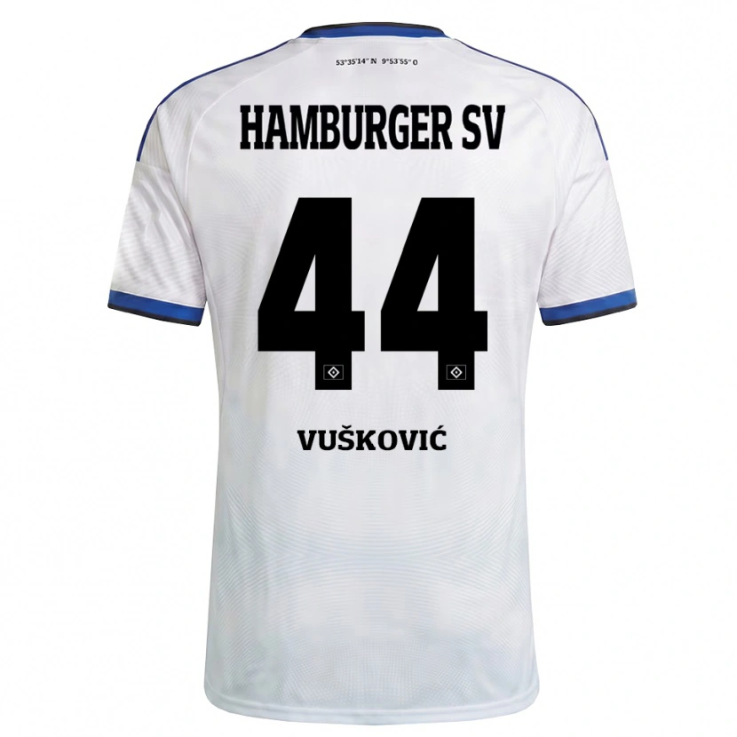 Danxen Niño Camiseta Mario Vuskovic #44 Blanco Negro Azul 1ª Equipación 2026/27 La Camisa México