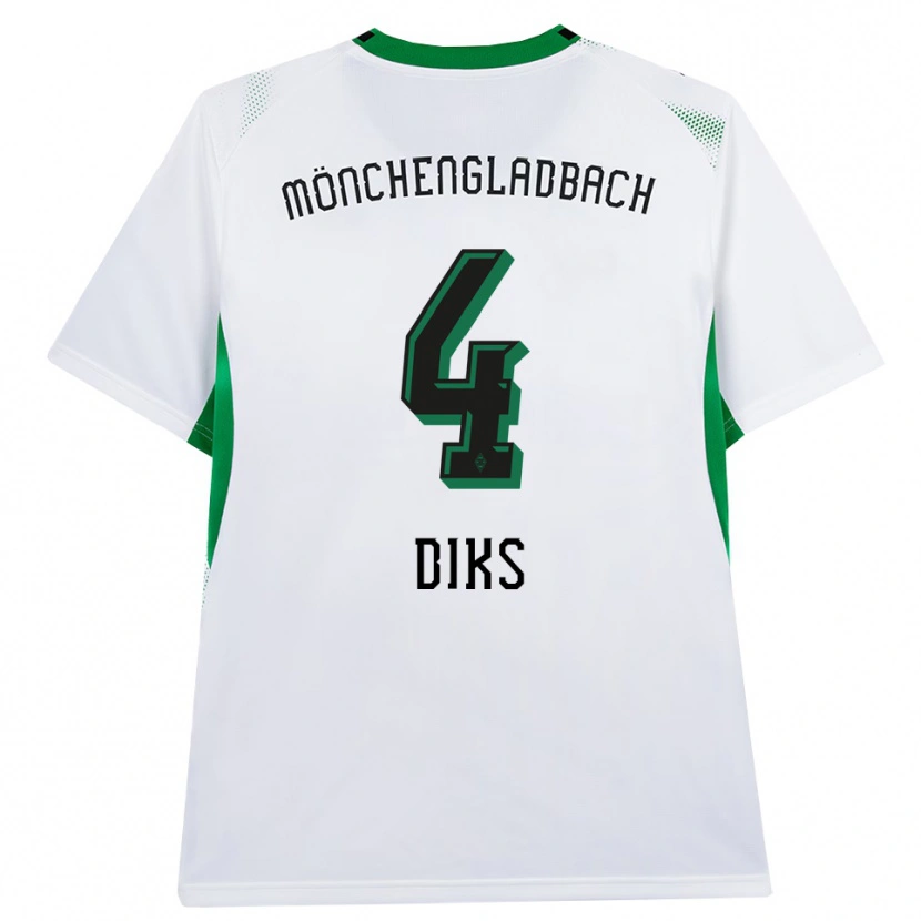 Danxen Niño Camiseta Kevin Diks #4 Blanco Negro Verde 1ª Equipación 2026/27 La Camisa México