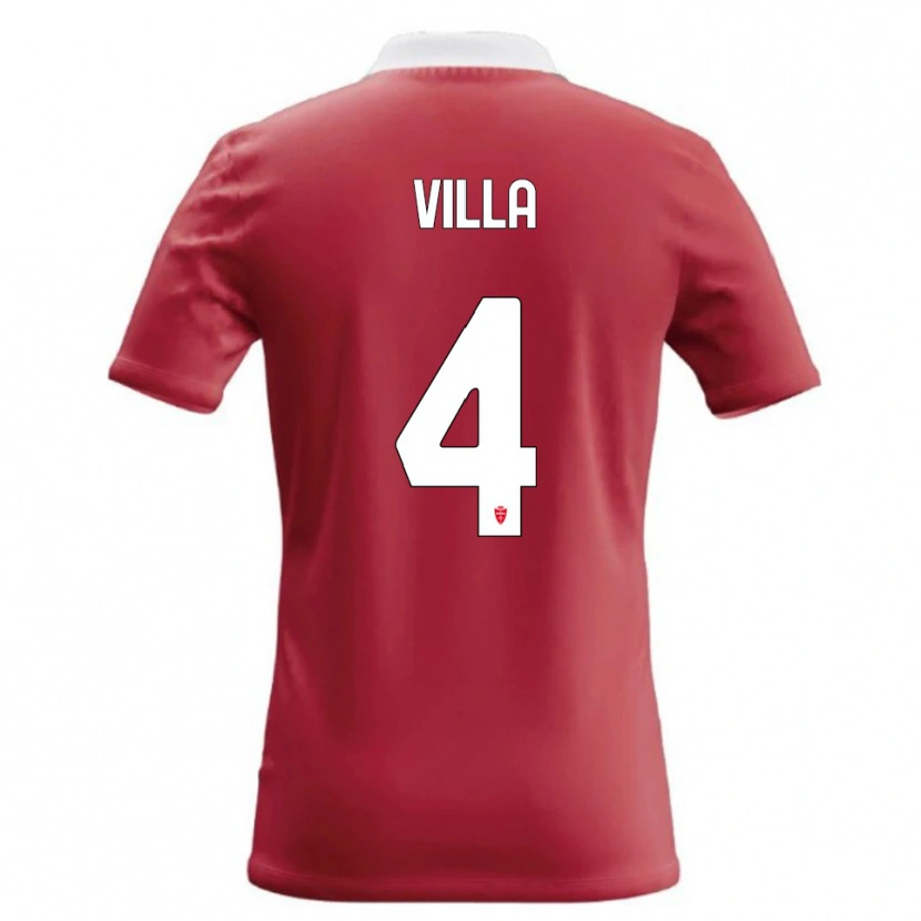 Danxen Niño Camiseta Manuel Villa #4 Rojo Blanco 1ª Equipación 2026/27 La Camisa México