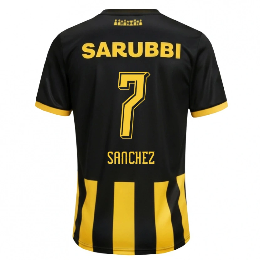 Danxen Niño Camiseta Carlos Sánchez #7 Negro Amarillo 1ª Equipación 2026/27 La Camisa México