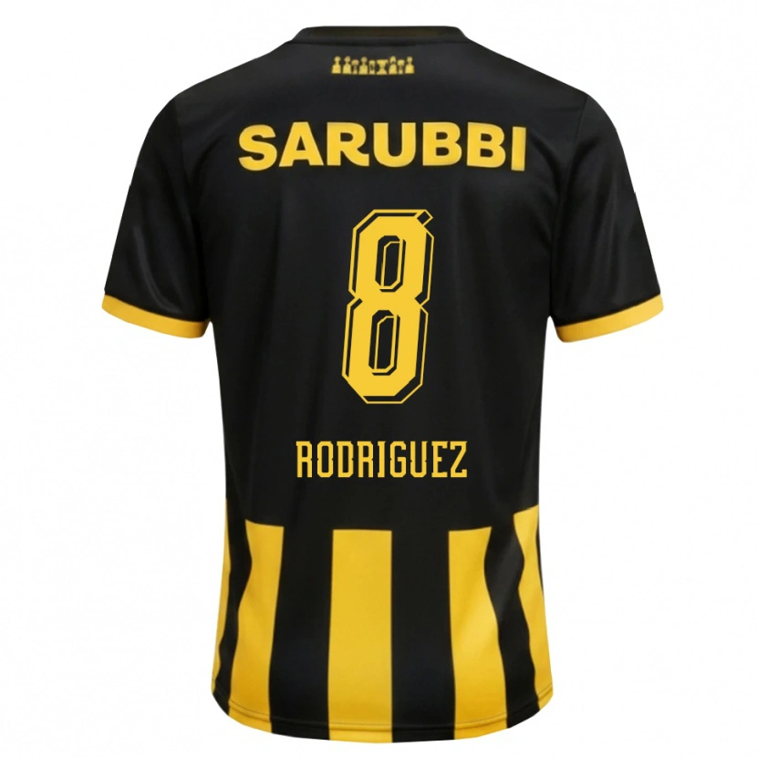 Danxen Niño Camiseta Sebastián Rodríguez #8 Negro Amarillo 1ª Equipación 2026/27 La Camisa México