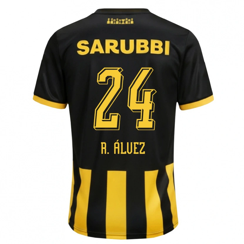 Danxen Niño Camiseta Rodrigo Álvez #24 Negro Amarillo 1ª Equipación 2026/27 La Camisa México