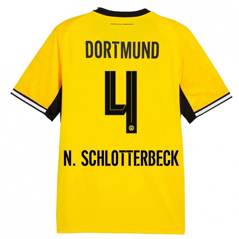 Danxen Hombre Camiseta Nico Schlotterbeck #4 Amarillo Negro Blanco 1ª Equipación 2026/27 La Camisa México