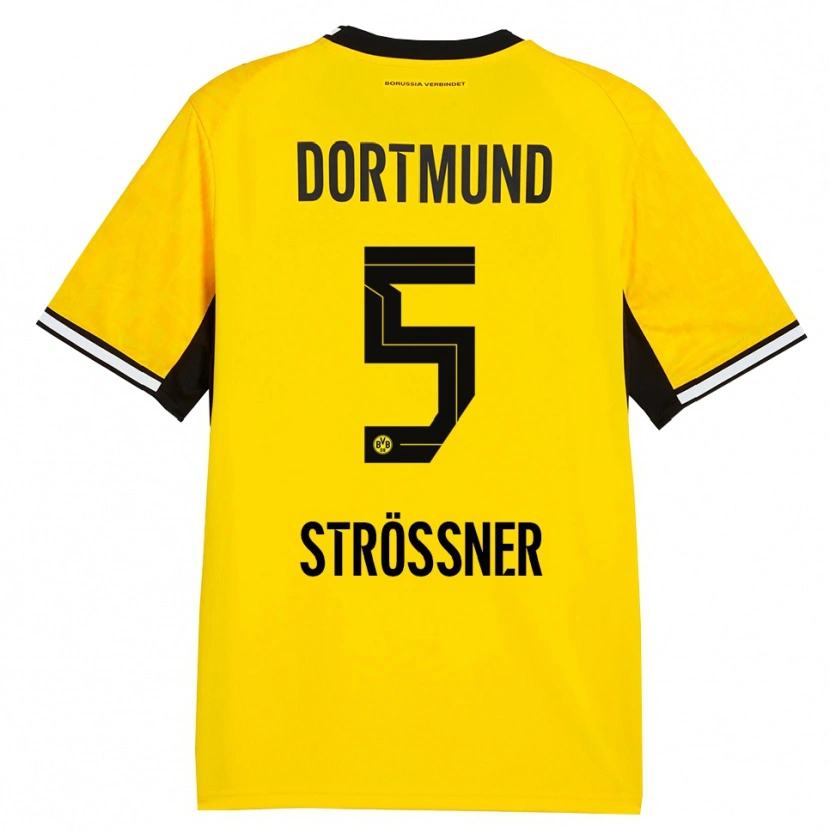Danxen Hombre Camiseta Lenni Strößner #5 Amarillo Negro Blanco 1ª Equipación 2026/27 La Camisa México