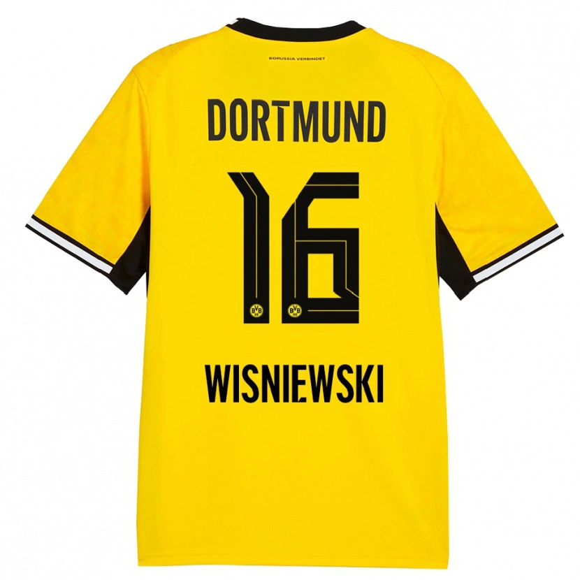 Danxen Hombre Camiseta Lucy Wisniewski #16 Amarillo Negro Blanco 1ª Equipación 2026/27 La Camisa México