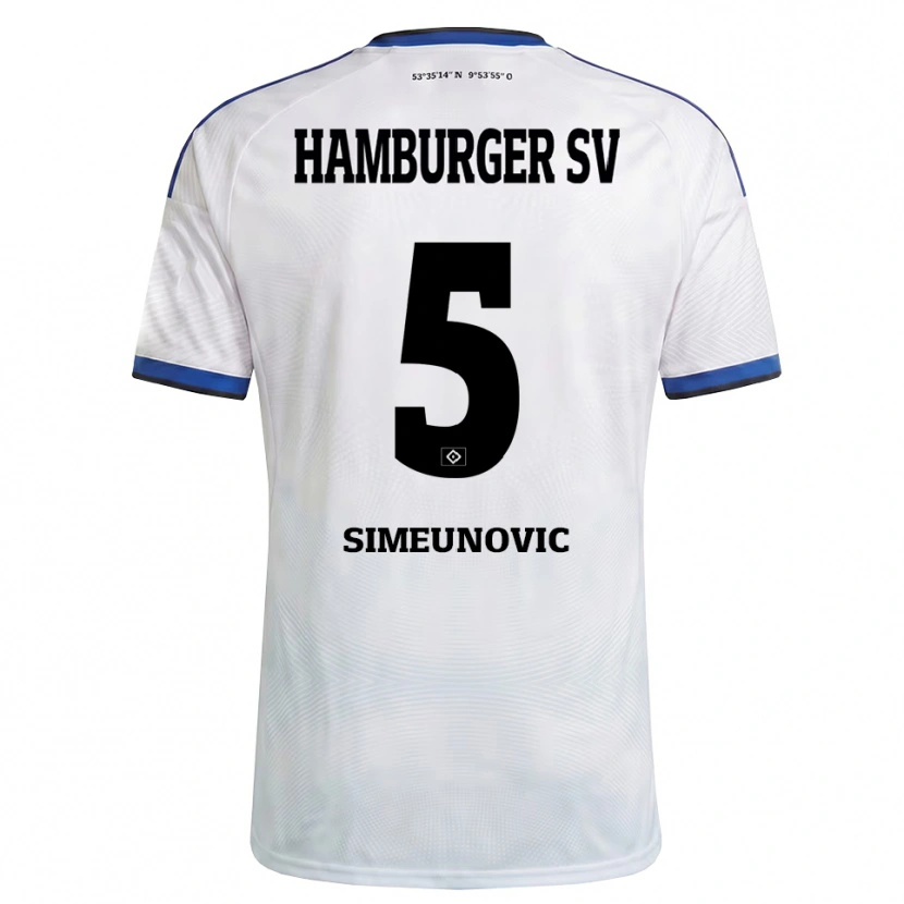 Danxen Hombre Camiseta Denis Simeunovic #5 Blanco Negro Azul 1ª Equipación 2026/27 La Camisa México