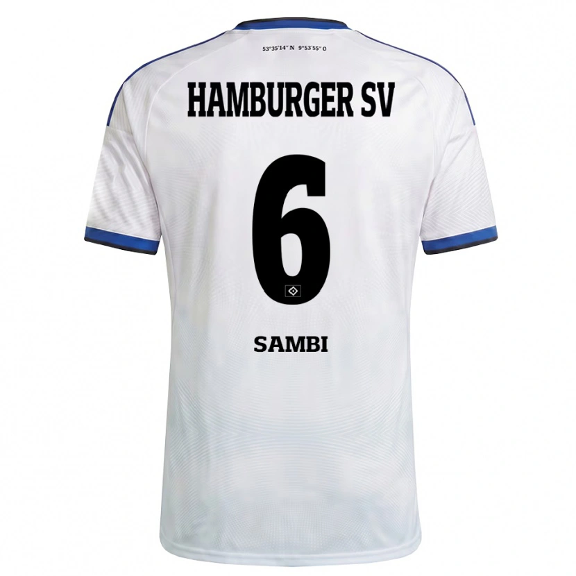 Danxen Hombre Camiseta Albert Sambi Lokonga #6 Blanco Negro Azul 1ª Equipación 2026/27 La Camisa México