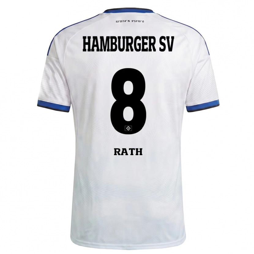 Danxen Hombre Camiseta Davis Rath #8 Blanco Negro Azul 1ª Equipación 2026/27 La Camisa México