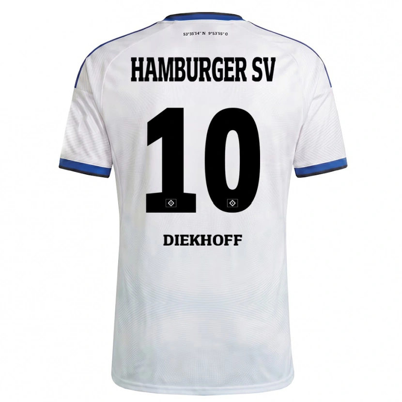 Danxen Hombre Camiseta Hannah Diekhoff #10 Blanco Negro Azul 1ª Equipación 2026/27 La Camisa México