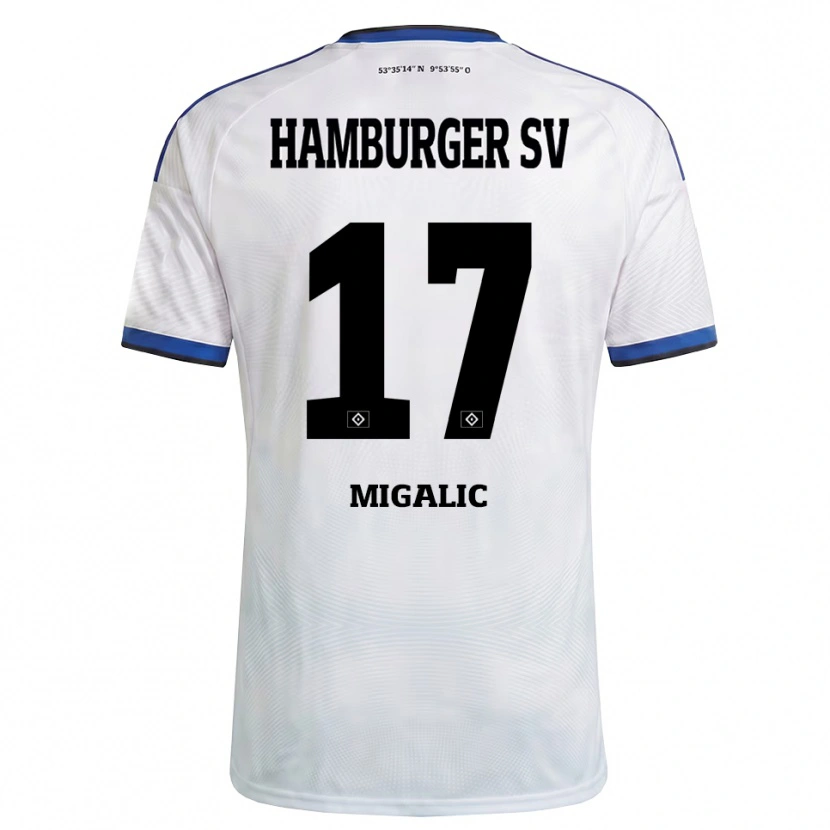 Danxen Hombre Camiseta Dorian Migalic #17 Blanco Negro Azul 1ª Equipación 2026/27 La Camisa México
