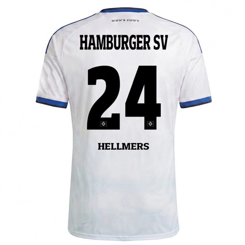Danxen Hombre Camiseta Maximilian Hellmers #24 Blanco Negro Azul 1ª Equipación 2026/27 La Camisa México